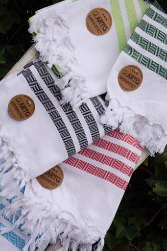 [AR053-1000335658] Recznik Hamam Bawelniany Tradycyjny AR053 - White & Royal Blue