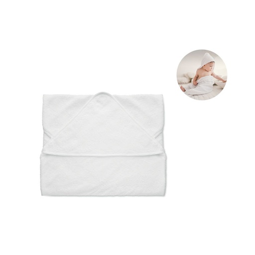 [MO2253-06] Dziecięcy ręcznik z kapturem - Bialy