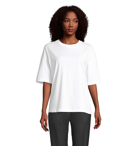 BOXY WOMEN T-SHIRT OVERSIZE - Bialy