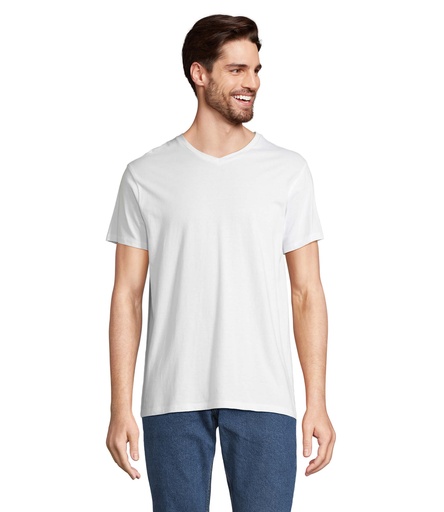REGENT V  V-NECK T-SHIRT S04765-WH - Bialy