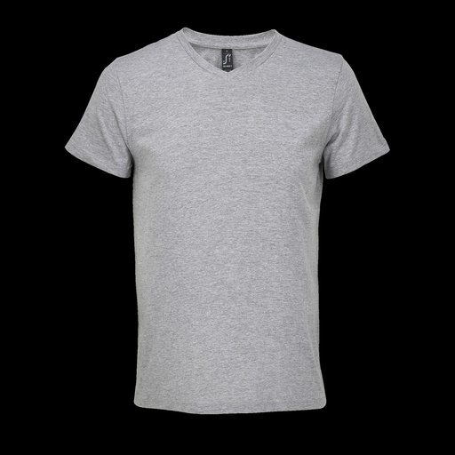 REGENT V  V-NECK T-SHIRT - Szary Melanż
