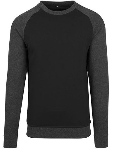 Bluza Raglan BY076 - Black & Charcoal (Heather)