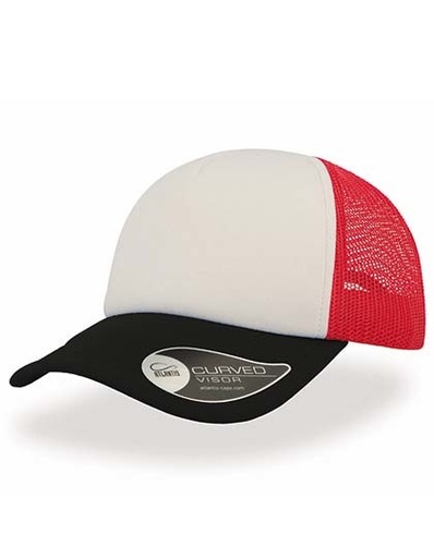 Czapka Trucker Snapback Poliestrowa Siateczkowa AT505 - White & Red & Black