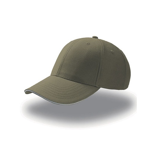 Czapka 6 panelowa Bawelniana AT612 - Olive & White