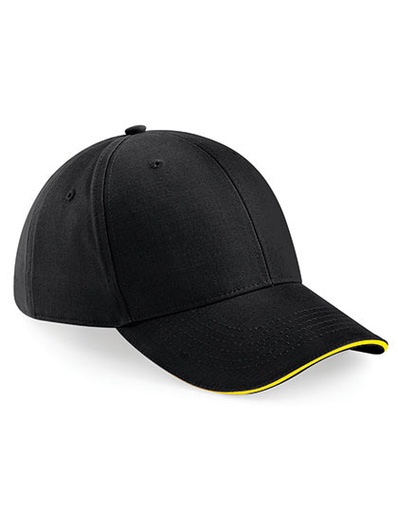 Czapka 6 panelowa Bawełniana Daszek Sandwich CB20 - Black & Yellow
