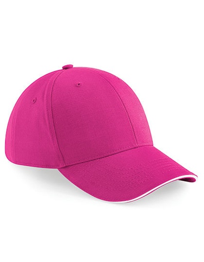 Czapka 6 panelowa Bawełniana Daszek Sandwich CB20 - Fuchsia & White