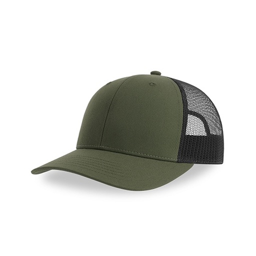 Czapka Trucker 5-Panel Poliester Recykling AT106 - Olive & Black