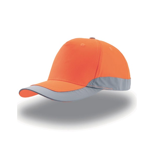 Czapka z daszkiem 5-panelowa z odblaskami - Orange Fluo