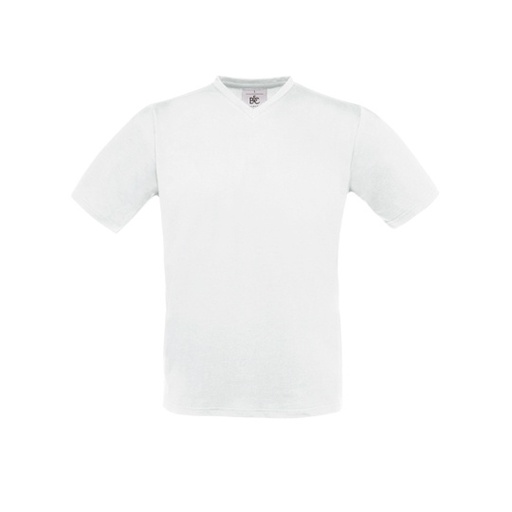 T-Shirt Klasyczny Bawelniany z Dekoltem V BCTU006 - White