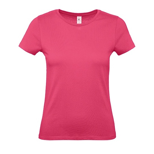 T-Shirt Damski Klasyczny Bawelniany BCTW02T - Fuchsia