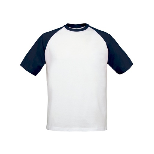 T-Shirt Baseballowy z Raglanowymi Rękawami BCTU020 - White & Navy