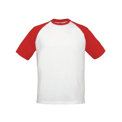 T-Shirt Baseballowy z Raglanowymi Rękawami BCTU020 - White & Red