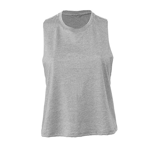 Krótki top damski bez rękawów racerback - Athletic Heather