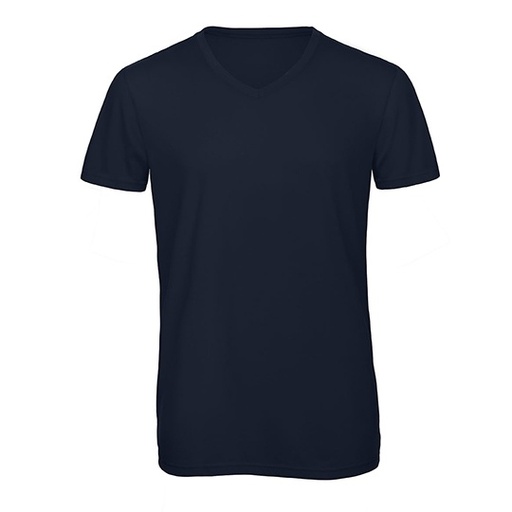 T-Shirt Męski Lekko Dopasowany Dekolt V Triblend Oddychający BCTM057 - Navy