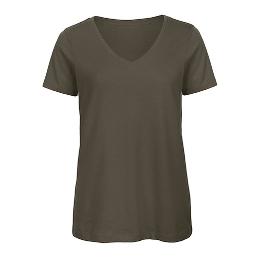 T-shirt damski V-neck klasyczny BCTW045 - Khaki