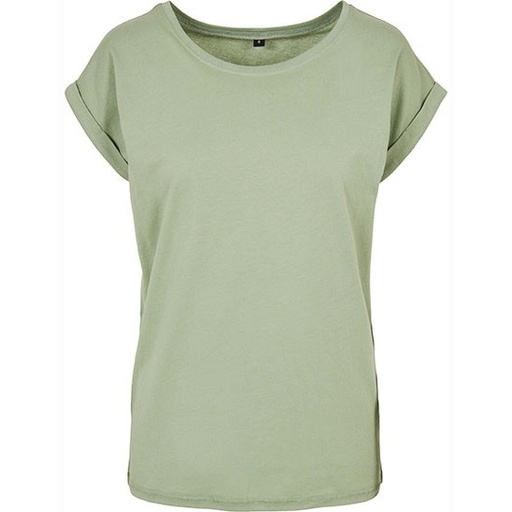 Damska długa koszulka z wywijanymi rękawami BY021 - Soft Salvia