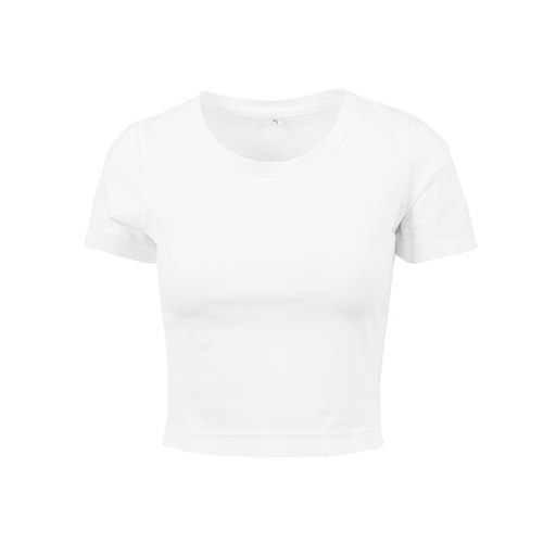 Koszulka Damska Krótka Dopasowana Bawełna Elastan BY042 - White