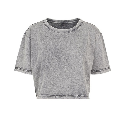 Damski krótki T-shirt BY054 - Grey Black