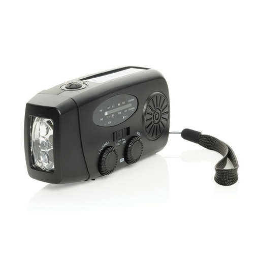 Radio survivalowe AM/FM, power bank 1800 mAh, latarka RescueWave P326.4301 - czarny