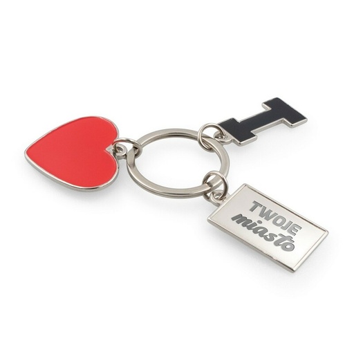[VA093-32] Brelok do kluczy "I love ..." z metalową plakietką | Lydus VA093-32 - srebrny