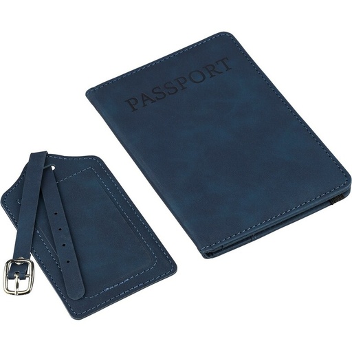 Zestaw podrożny: etui do paszportu i zawieszka do bagażu VB183-11 - niebieski