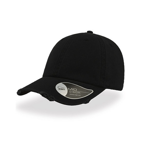 Czapka bawełniana z przetarciami - Black