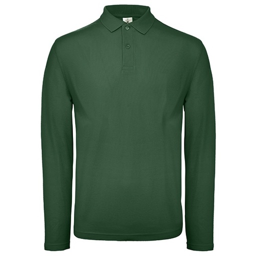 Koszulka Polo Męska Długi Rękaw Bawełniana Pika BCPUI12 - Bottle Green