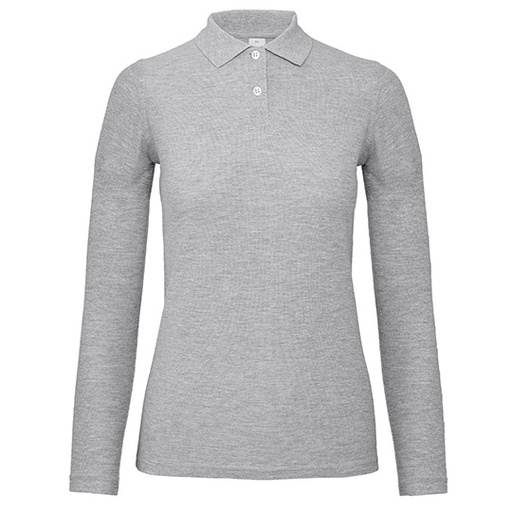 Damska koszulka polo z długim rękawem BCPWI13 - Heather Grey