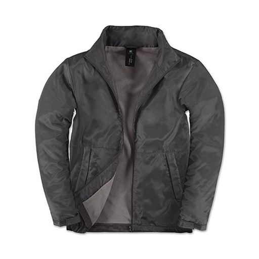 Męska kurtka przeciwdeszczowa z kapturem BCJM825 - Dark Grey (Solid) & Warm Grey