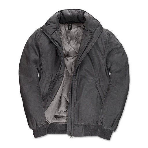 Damska Kurtka Bomber z Kapturem BCJW962 - Dark Grey (Solid) & Warm Grey