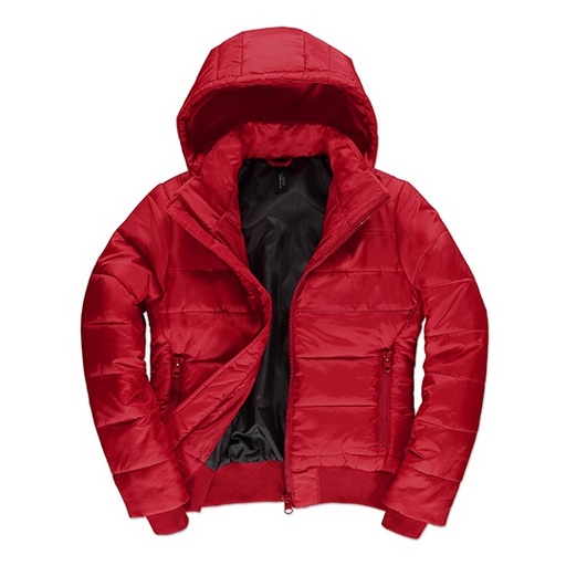 Damska Kurtka Puffer Bomber Wodoodporna Wiatroodporna BCJW941 - Red & Black