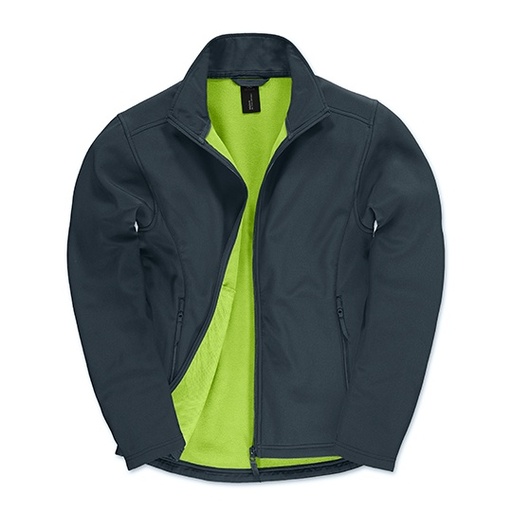 Kurtka Męska Klasyczna Softshell Dwuwarstwowa BCJUI62 - Navy & Neon Green