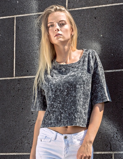 Koszulka Damska Krotka Oversize Bawelniana BY054 - Teal Black