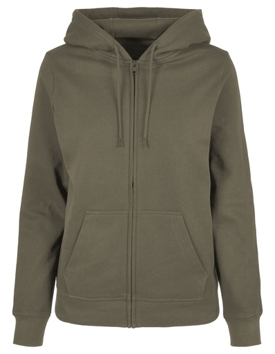 Bluza Damska Klasyczna Bawelniana Z Kapturem Z Zamkiem BYBB009 - Grass Green