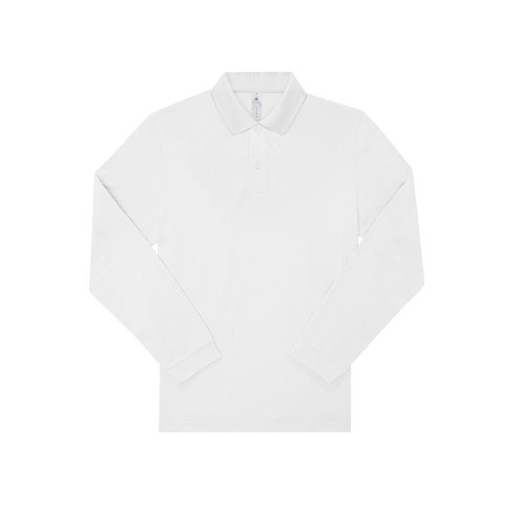 Koszulka polo męska z długim rękawem BCPU425 - White