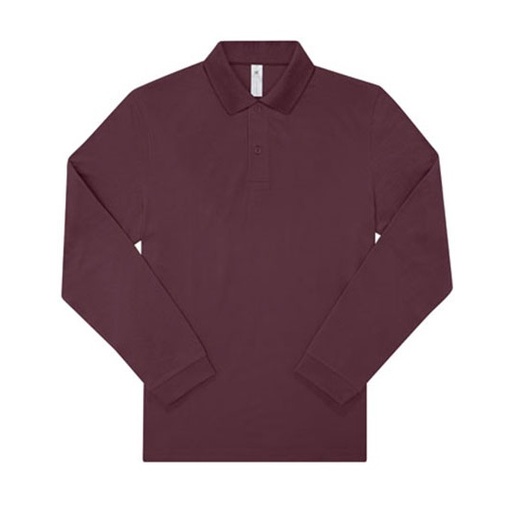 Koszulka Polo Meska Klasyczna Bawelniana Dlugi Rekaw BCPU425 - Burgundy