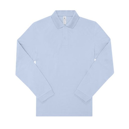 Koszulka Polo Męska Klasyczna Bawełniana Długi Rękaw BCPU425 - Blush Blue