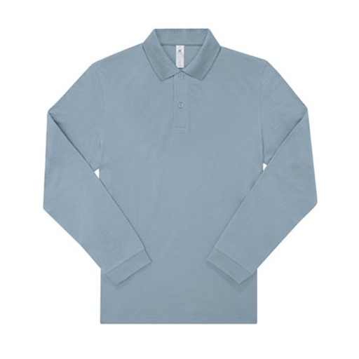 Koszulka Polo Męska Długi Rękaw Bawełniana Pika BCPU427 - Amalfi Blue