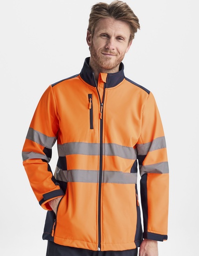 Kurtka Softshell Odblaskowa Wiatroszczelna RY9303 - Red 60 & Fluor Yellow 221
