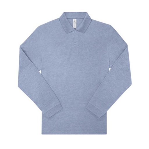 Koszulka Polo Męska Długi Rękaw Bawełniana Pika BCPU427 - Heather Blue