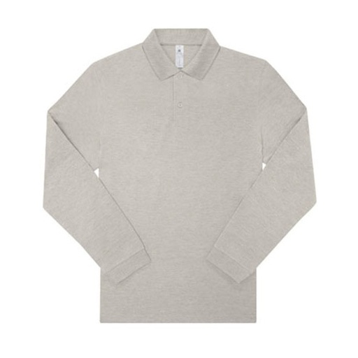 Koszulka polo męska z długim rękawem BCPU427 - Heather Grey Fog