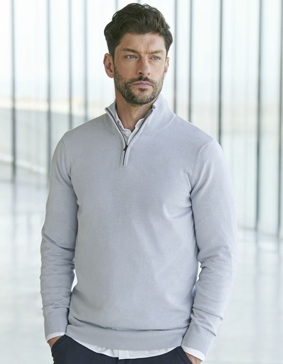 Sweter Meski z Zamkiem 1 4 Bawelna Akryl W729 - Light Heather