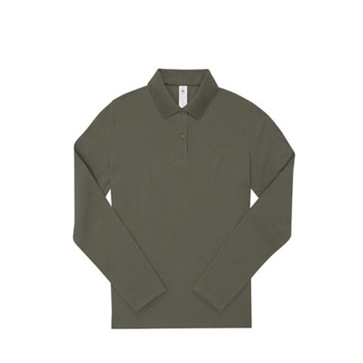 Koszulka Polo Damska Długi Rękaw Bawełniana Pika BCPW462 - Camo Green