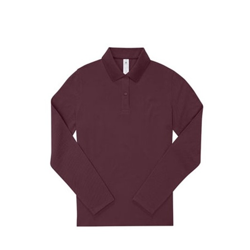 Koszulka Polo Damska Długi Rękaw Bawełniana Pika BCPW462 - Burgundy