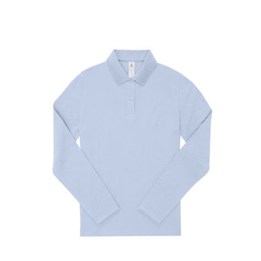Koszulka Polo Damska Długi Rękaw Bawełniana Pika BCPW462 - Blush Blue