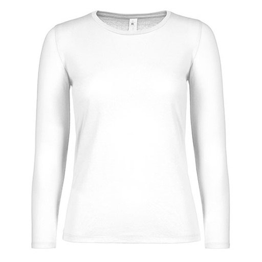 Damski T-shirt Dlugi Rekaw Klasyczny Bawelna Ring Spun Dekatyzowany BCTW06T - White