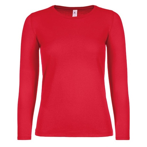 Damski T-shirt Dlugi Rekaw Klasyczny Bawelna Ring Spun Dekatyzowany BCTW06T - Red