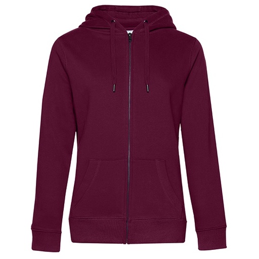 Bluza Damska Z Kapturem Z Zamkiem Wstepnie Prana Bawelniana BCWW03Q - Dark Cherry