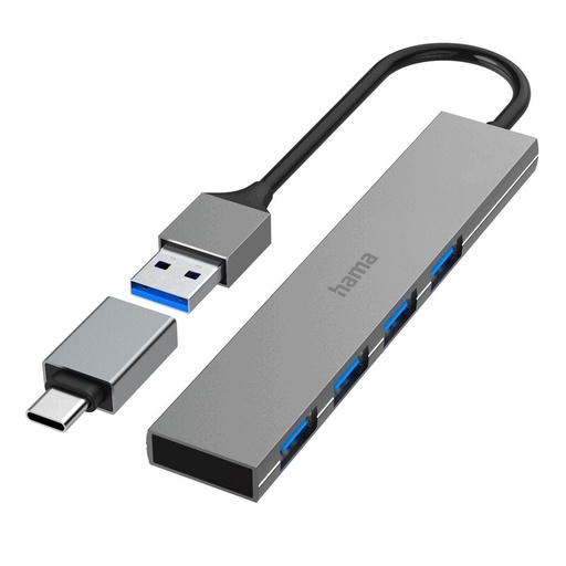 Hub USB, USB-C Hama - szary