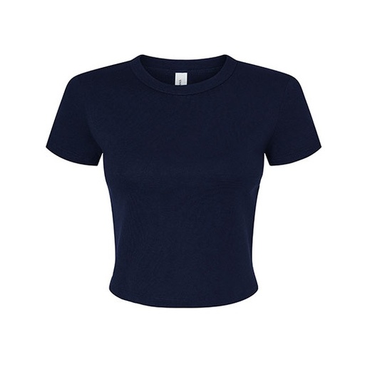 Damski prążkowany t-shirt crop slim BL1010 - Solid Navy Blend